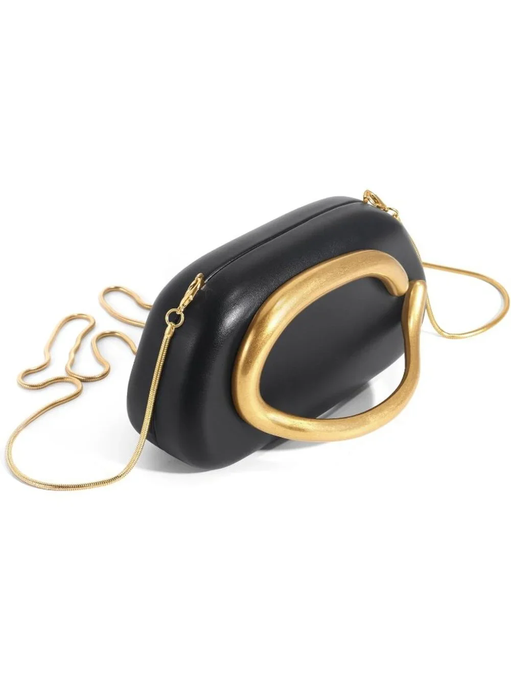 Women's Leather Black Nylon Magnetic Buckle Closure Formal Evening Clutch Purses